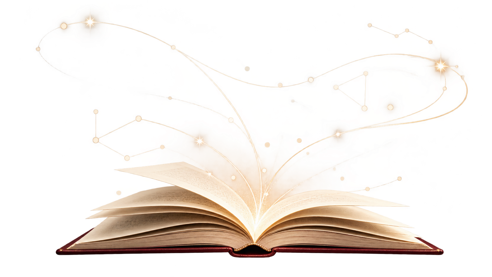 Libro aperto da cui nascono stelle e costellazioni
